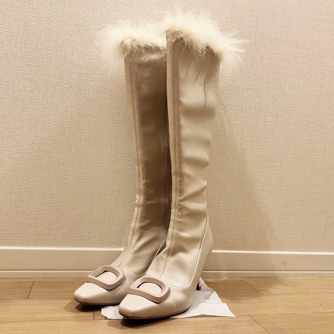 RoseMuse　fur attach stretch long boots
