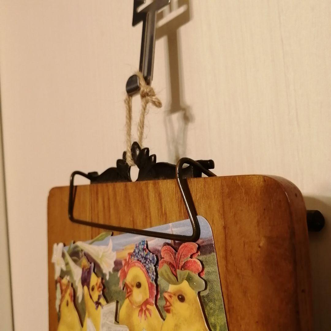 米国アンティーク木製バネ式クリップボード バインダー☆メッセージボード カード