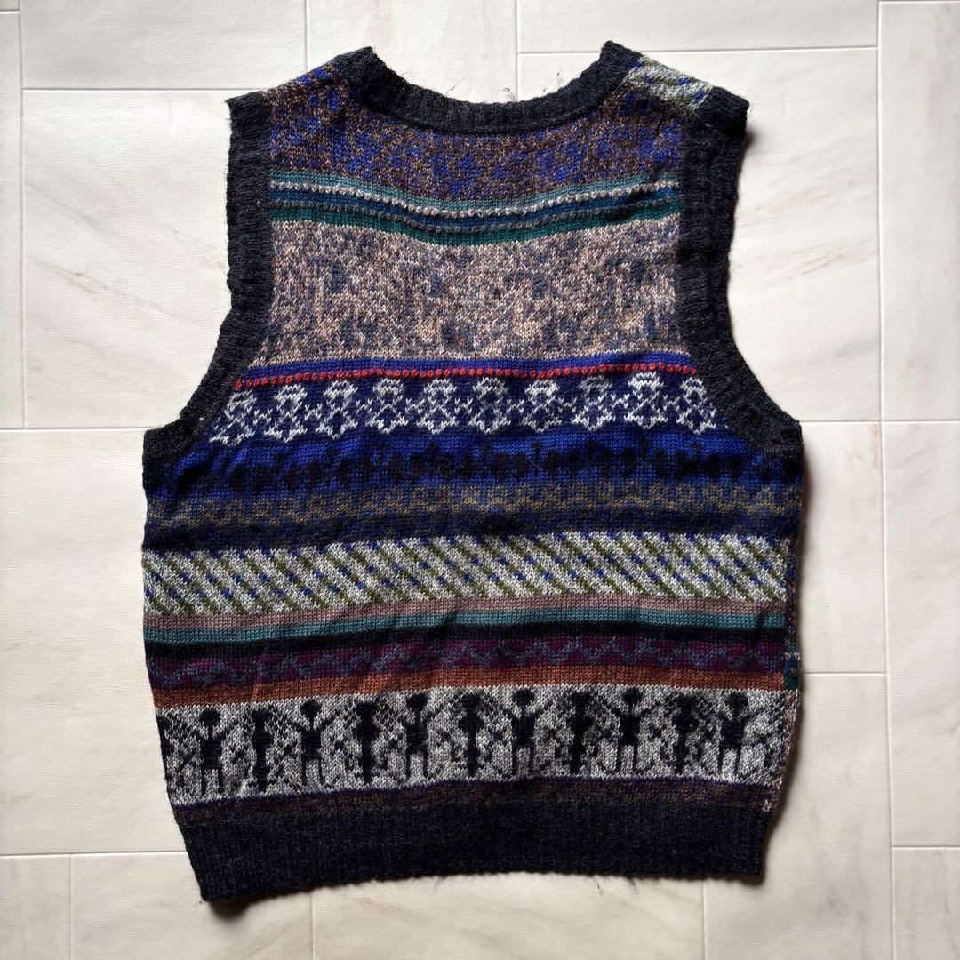 【ペルー製】 ラッファモリーナ 総柄ニットベスト アルパカ100% Lサイズ