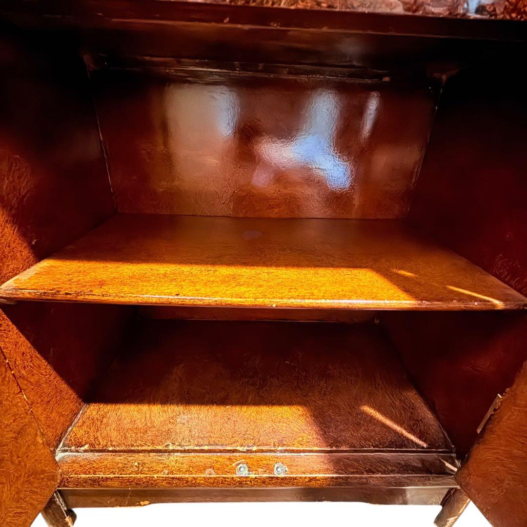 漆塗り調 花鳥図 和家具 収納棚 飾り棚 古家具 和モダン