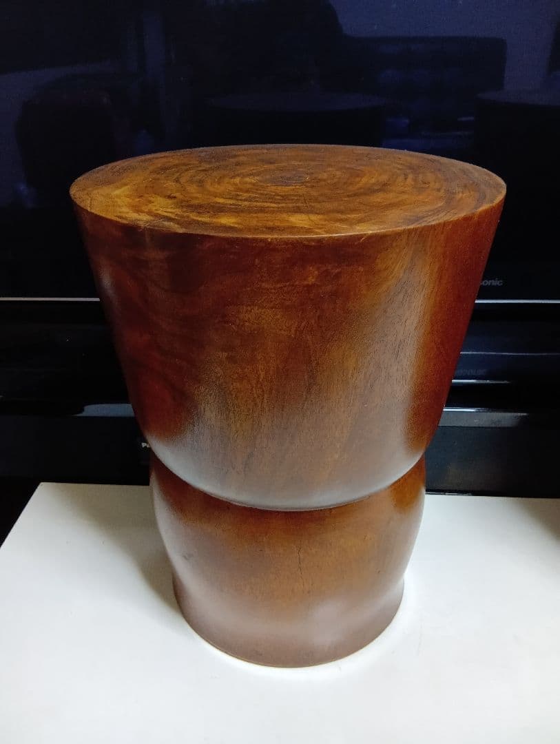 希少　桜屋工業　チーク　無垢材　くり貫き　スツール　男女　２脚