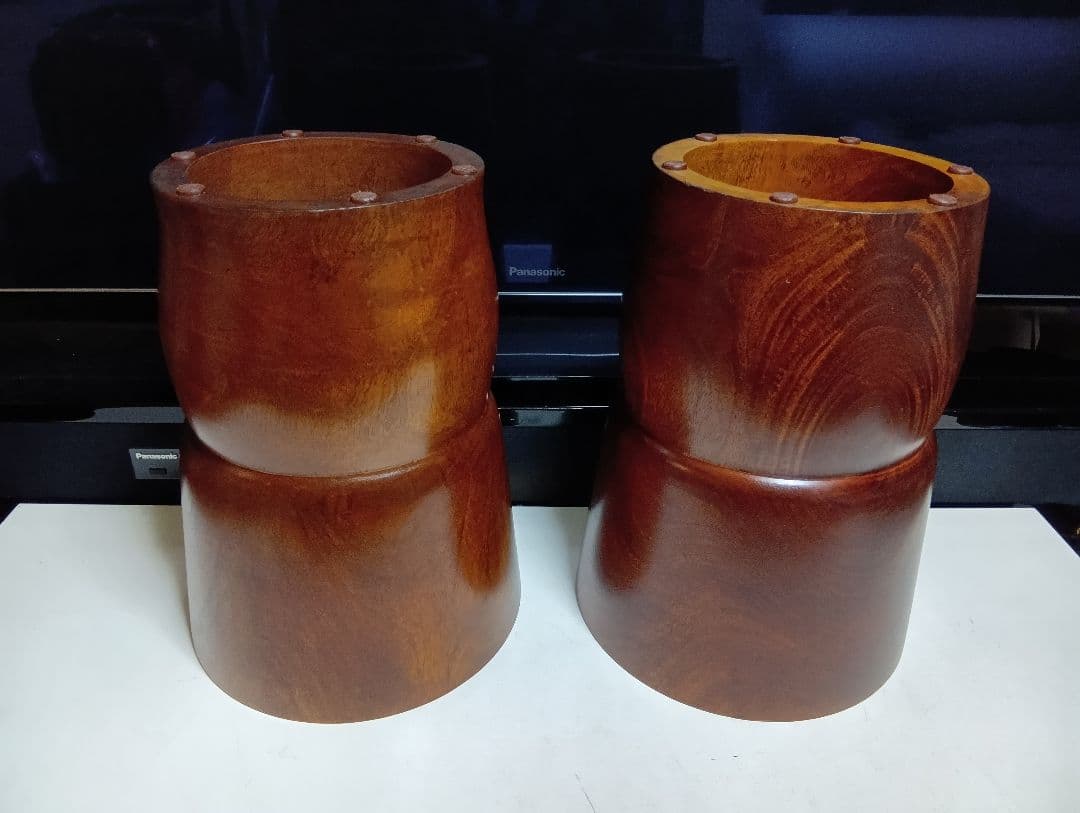 希少　桜屋工業　チーク　無垢材　くり貫き　スツール　男女　２脚