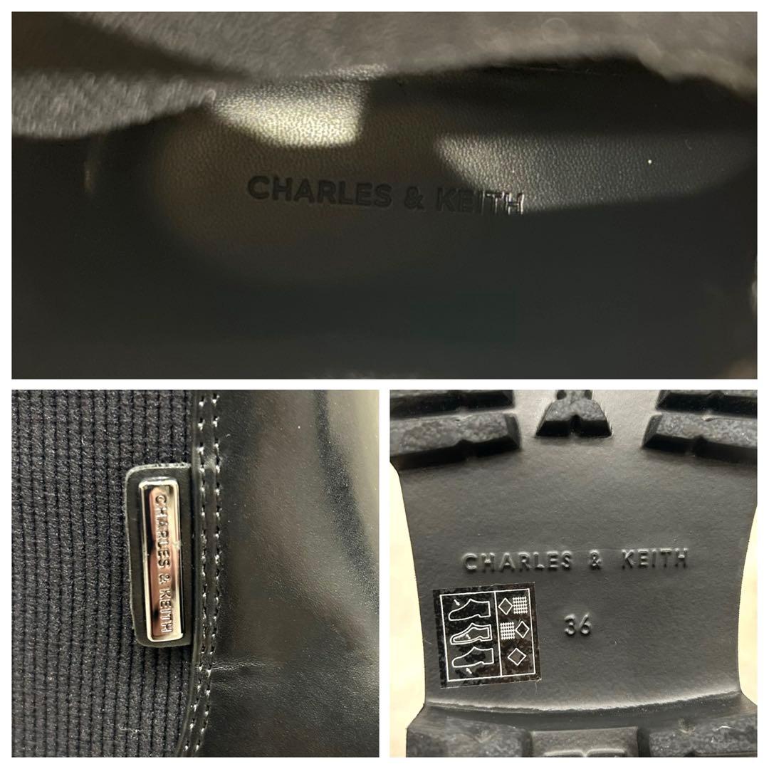 CHARLES&KEITHニットソックス リッジッドソールチェルシーブーツ 36