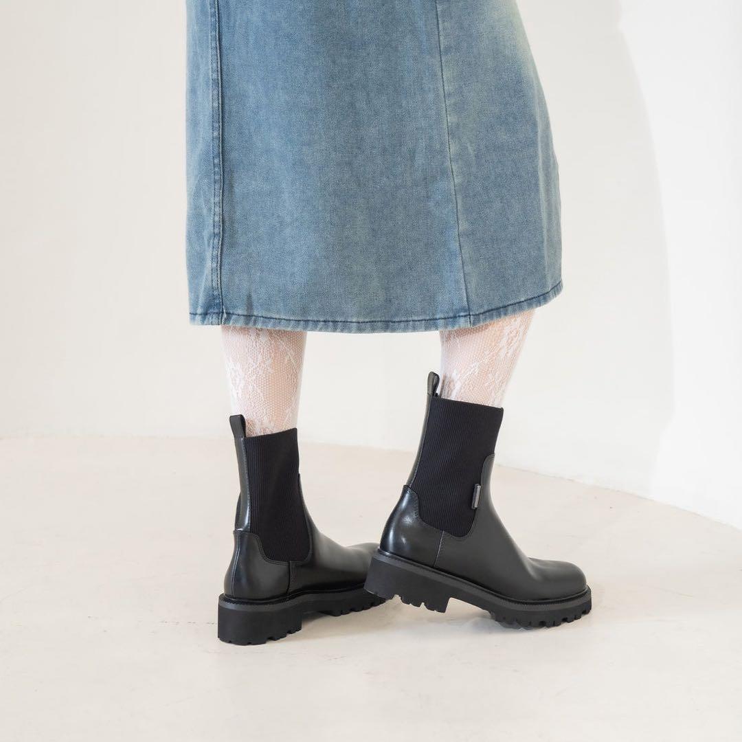 CHARLES&KEITHニットソックス リッジッドソールチェルシーブーツ 36