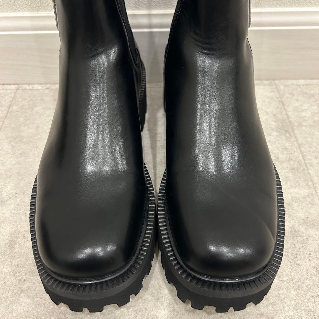 CHARLES&KEITHニットソックス リッジッドソールチェルシーブーツ 36