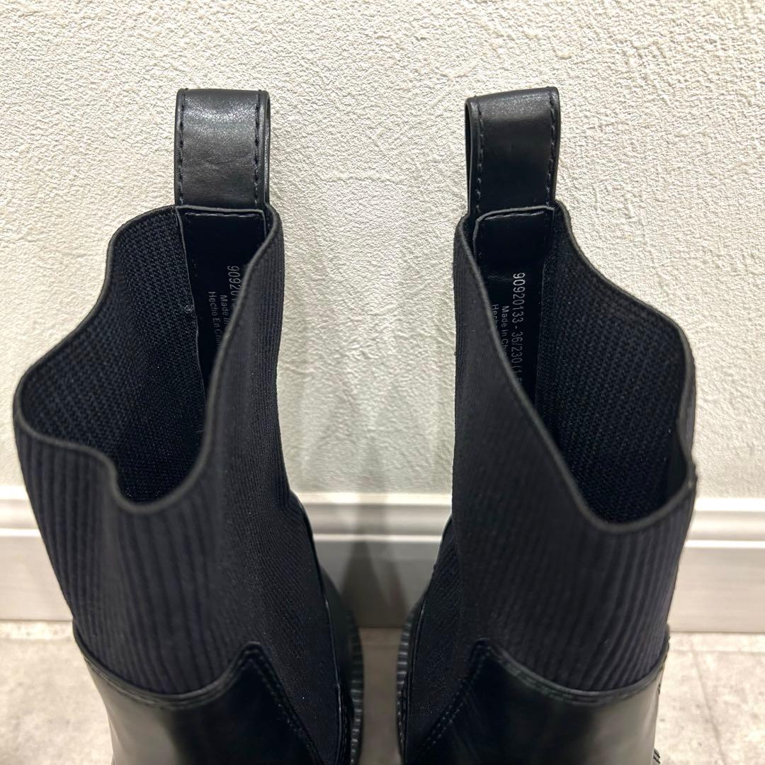 CHARLES&KEITHニットソックス リッジッドソールチェルシーブーツ 36