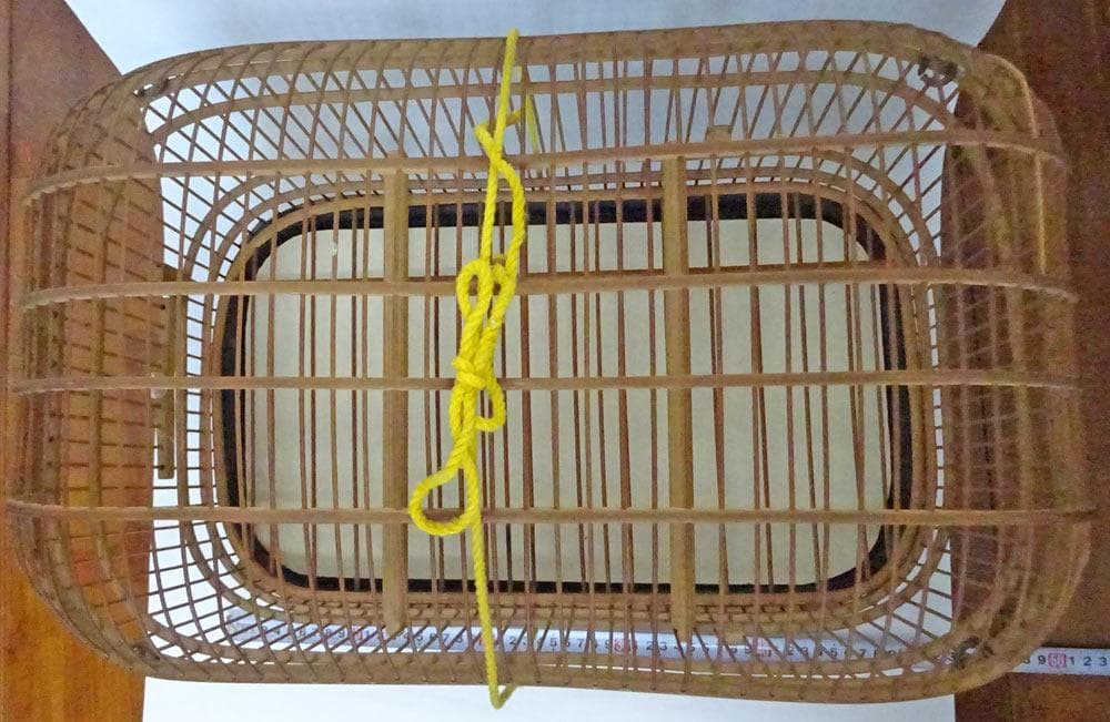 竹製ハンドメイド鳥かご竹細工横45cm✕縦30cm奥行き28cm止まり木付き