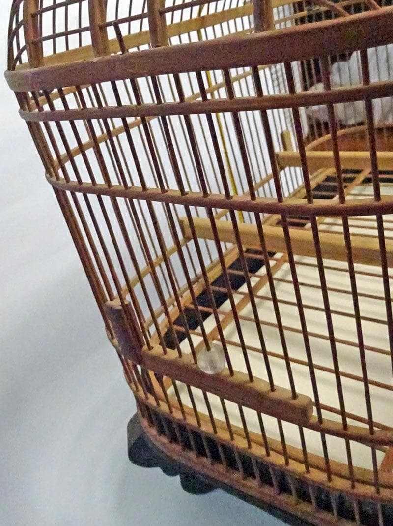 竹製ハンドメイド鳥かご竹細工横45cm✕縦30cm奥行き28cm止まり木付き