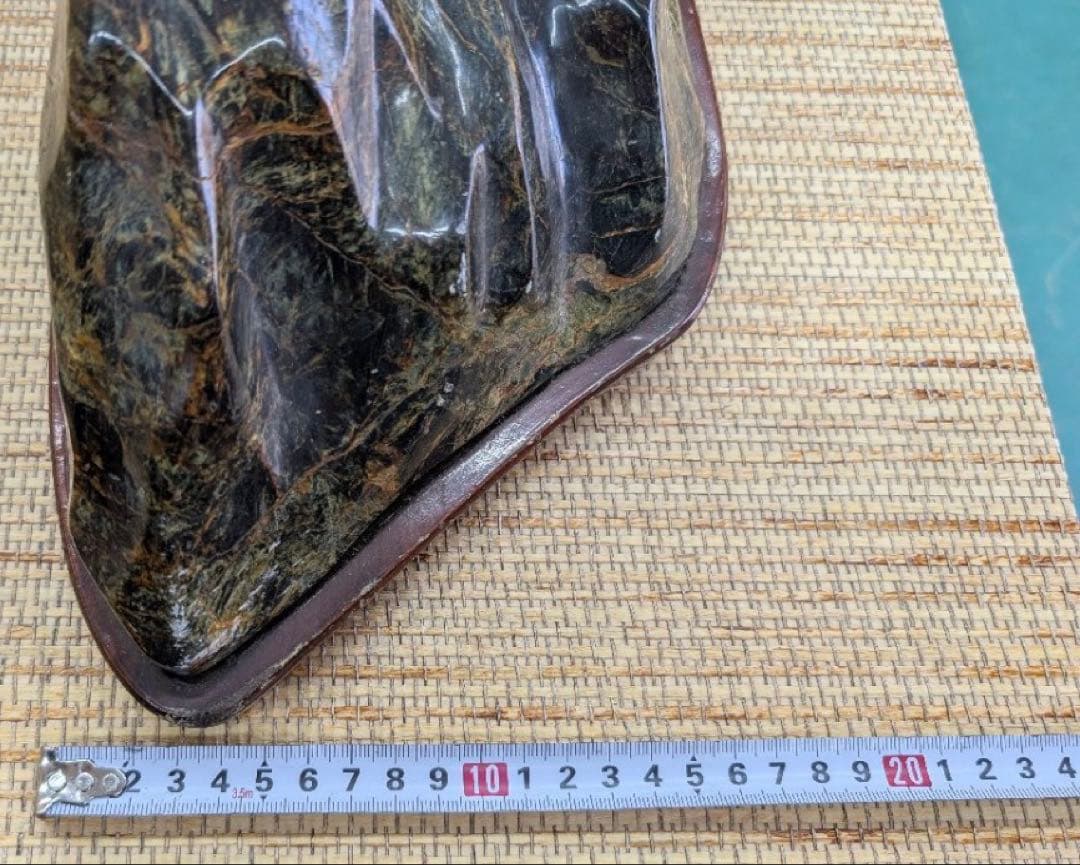 遠山石　鑑賞石　飾り石　古美術　時代物　台座付　水石　横幅60㌢　盆石　置物　石