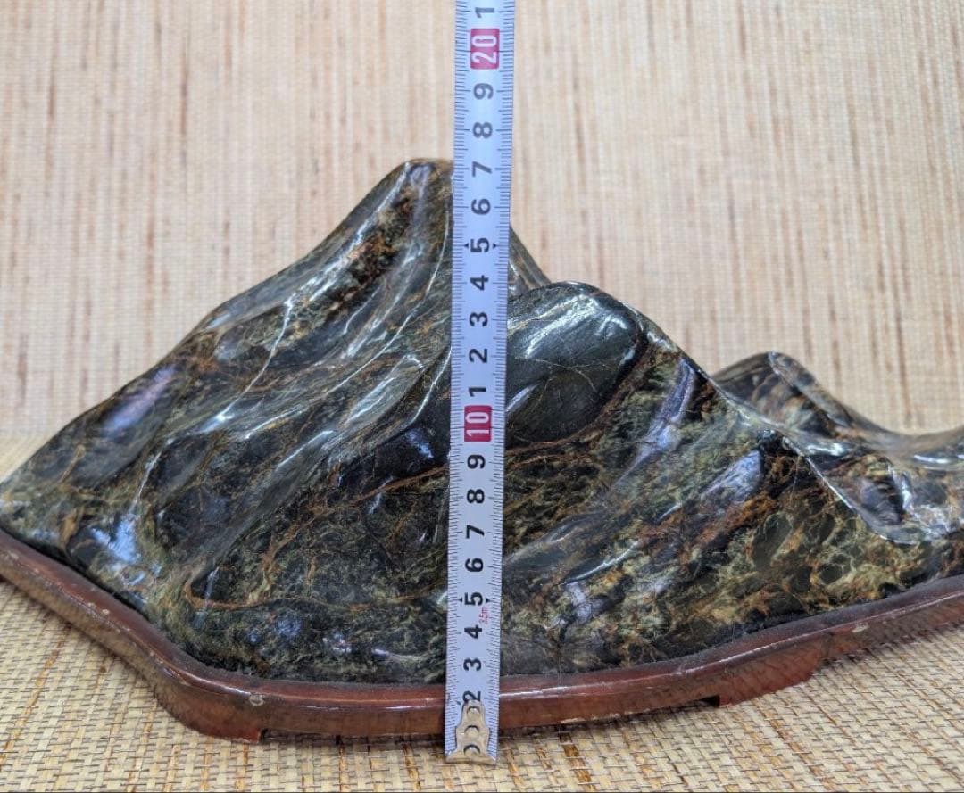 遠山石　鑑賞石　飾り石　古美術　時代物　台座付　水石　横幅60㌢　盆石　置物　石