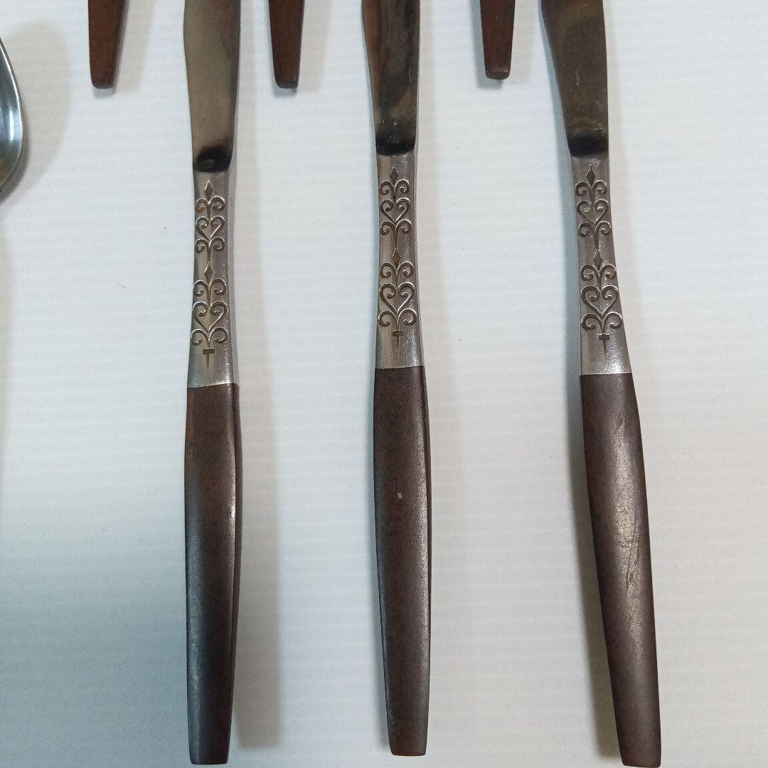 ミッドセンチュリー　カトラリー　フォーク/ ナイフ／スプーン２種　３セット12本