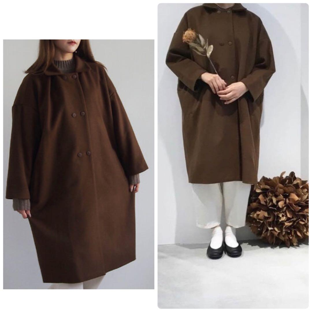 【未使用級】オローネ 6つボタンのバルーンコート　ウール　日本製　ブラウン
