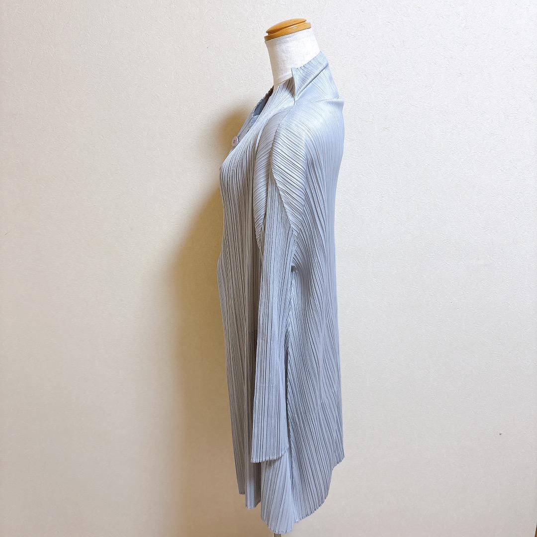 美品 プリーツプリーズ イッセイミヤケ ロングカーディガン サイズ3 グレー