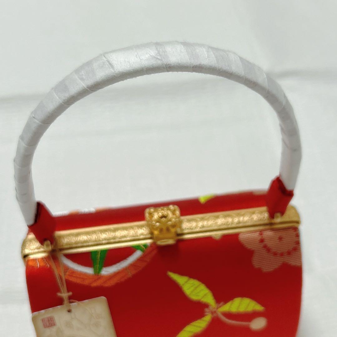 神田胡蝶　和装バッグ　七五三　子ども用　フォーマル　正絹帯地　金糸　赤系　未使用