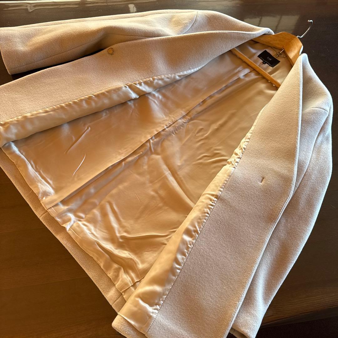 23区 ノーカラーハーフコート　ダブルクロスベロア