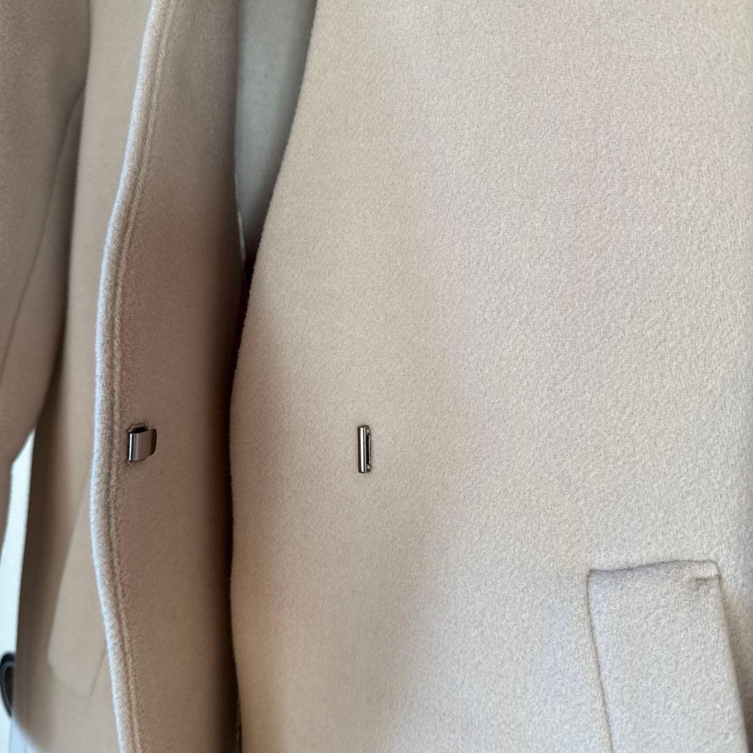 23区 ノーカラーハーフコート　ダブルクロスベロア