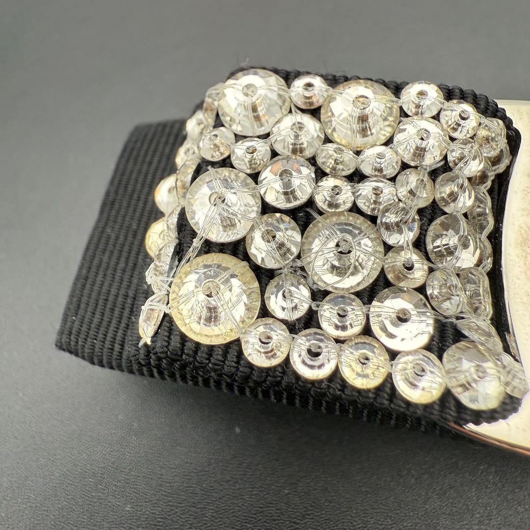 極美品✨フェラガモ バレッタ ビジュー ラインストーン シルバー リボン スワロ