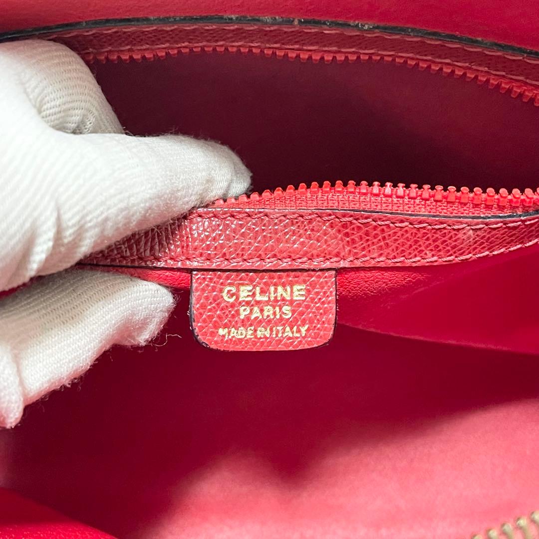 【良品】セリーヌ　2way ハンドバッグ　ボリードブガッティ　レザー　赤