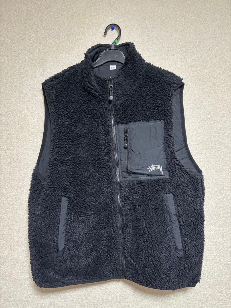 最終価格 stussy sherpa reversible vest Black
