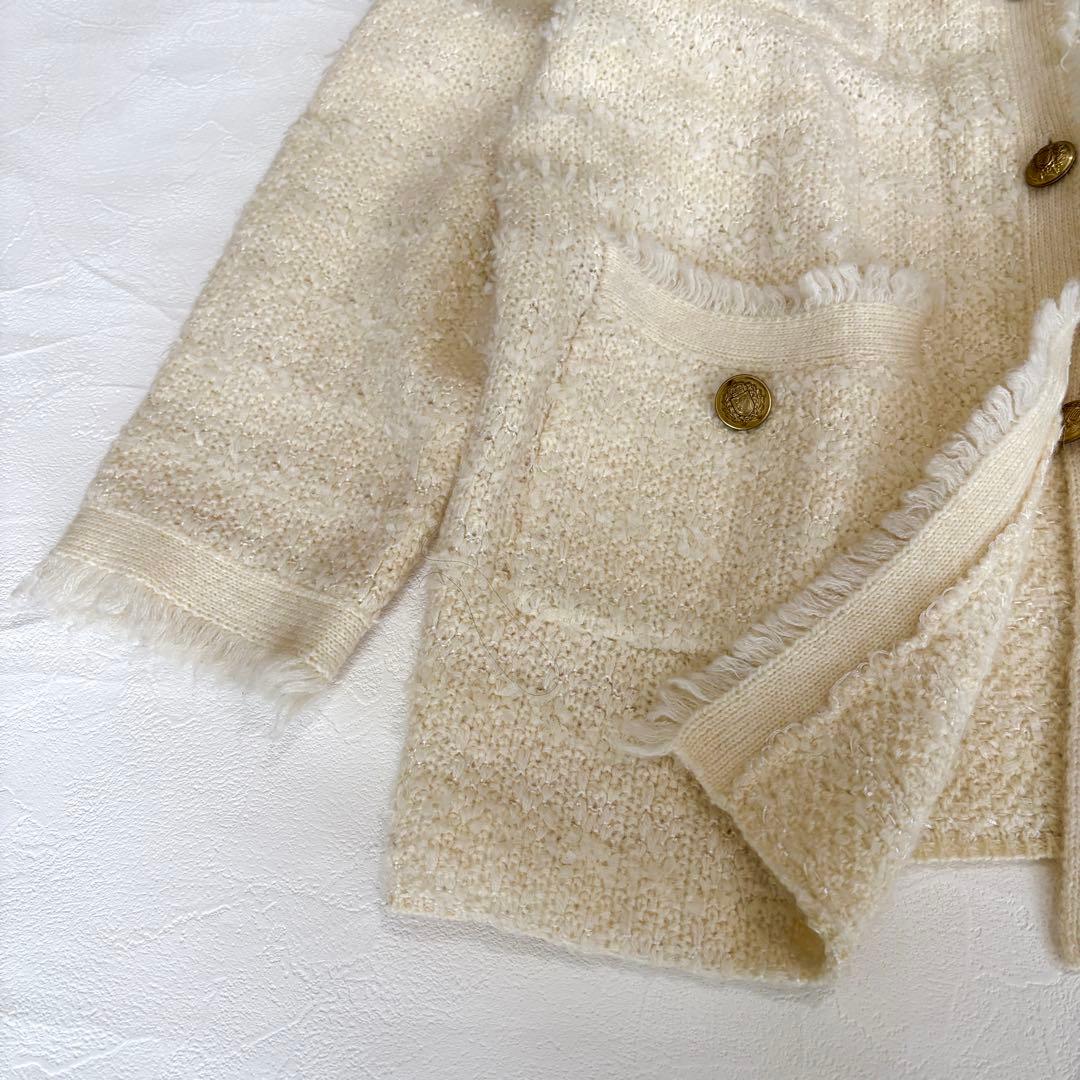 【定価3.5万】whim gazette ツイードニットジャケット　金釦　モヘヤ