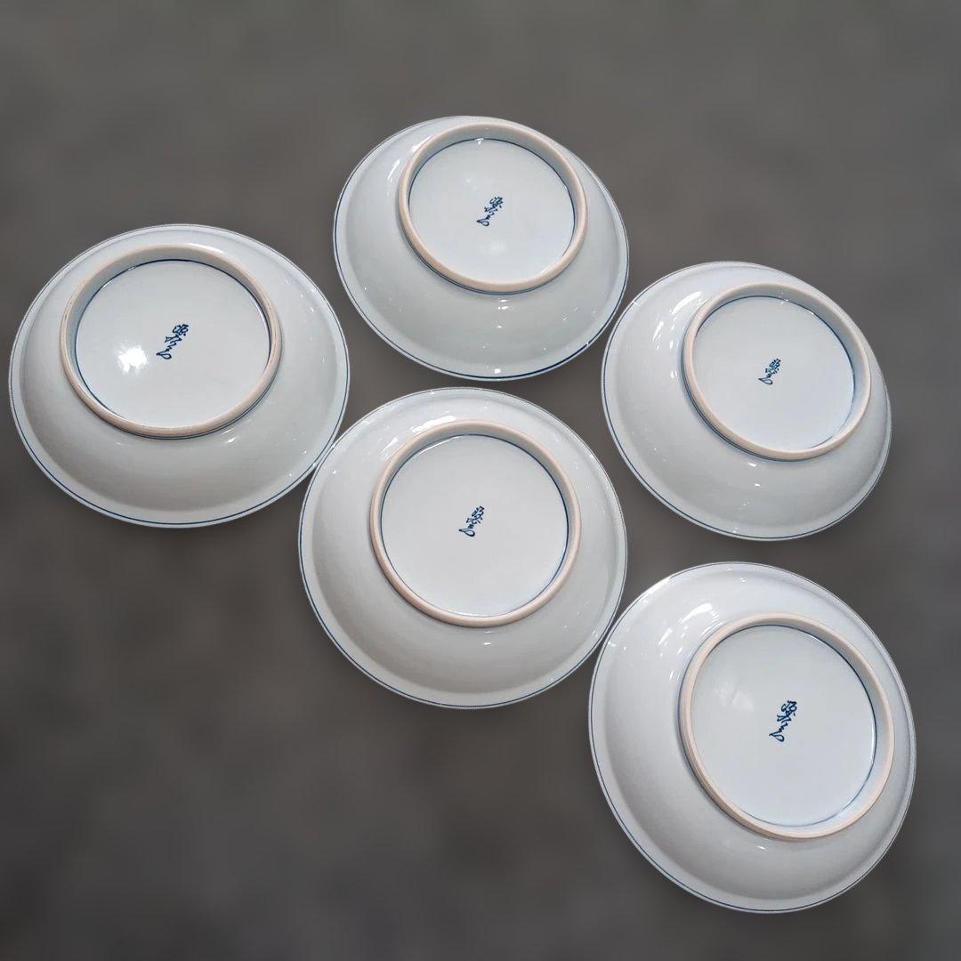 源右衛門 染錦唐草深皿 ５客