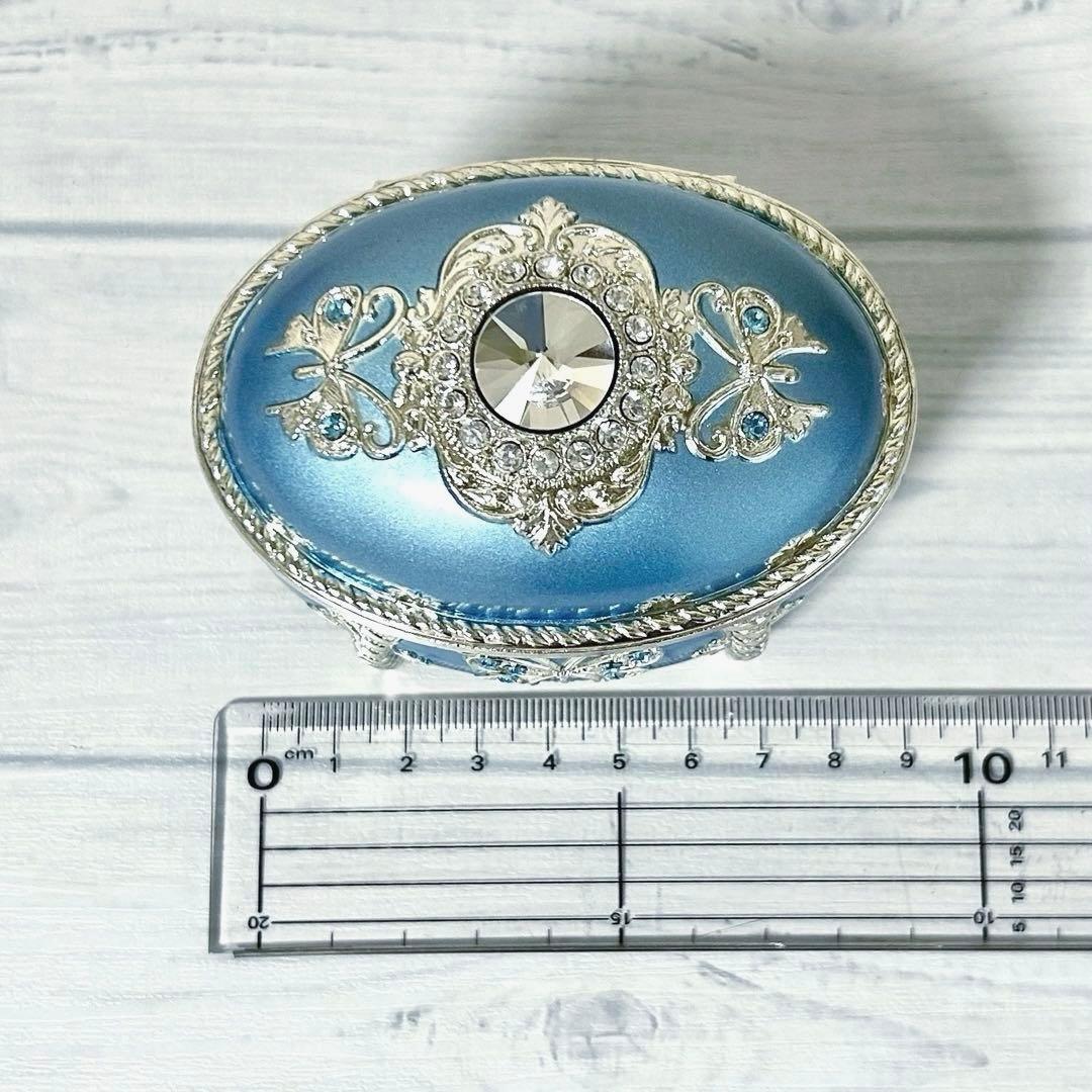 スワロフスキー アンチモニー だ円 オルゴール 宝石箱 ブルー 星に願いを 水色