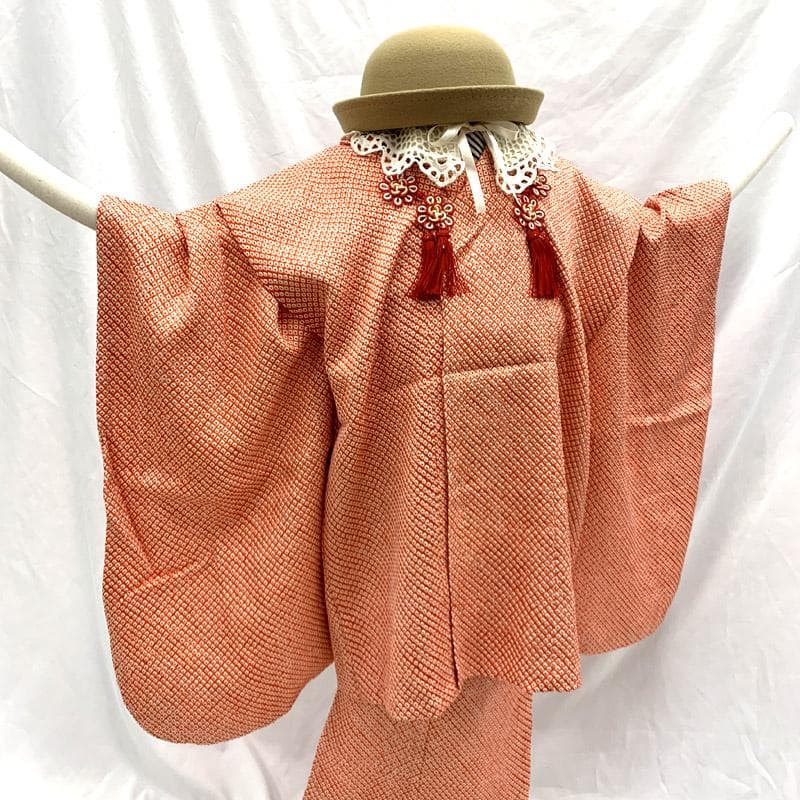 502ag31■七五三 節句 総絞り 七歳 女児 着物&被布■状態良好