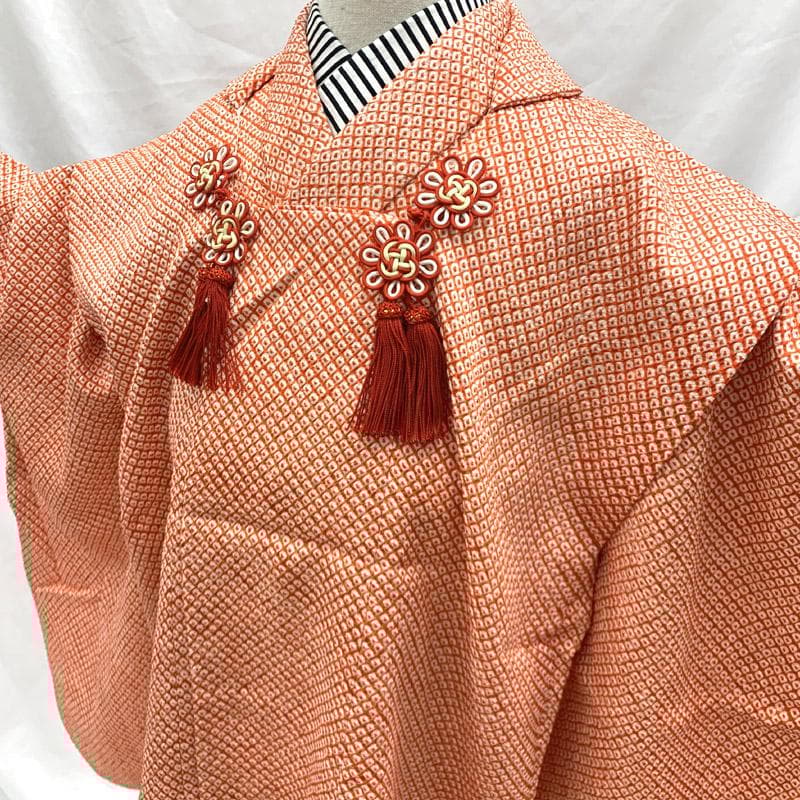 502ag31■七五三 節句 総絞り 七歳 女児 着物&被布■状態良好