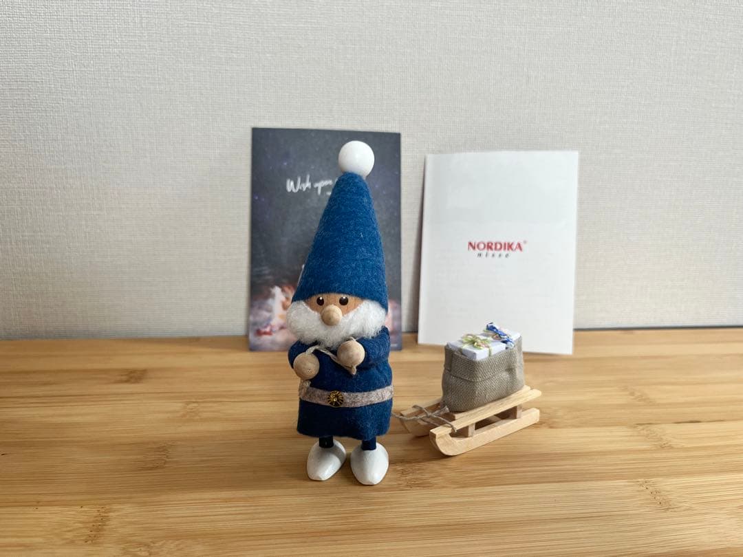 新品 Nordika ノルディカニッセ ☆ ブルー サンタ 小人 そり付き 青