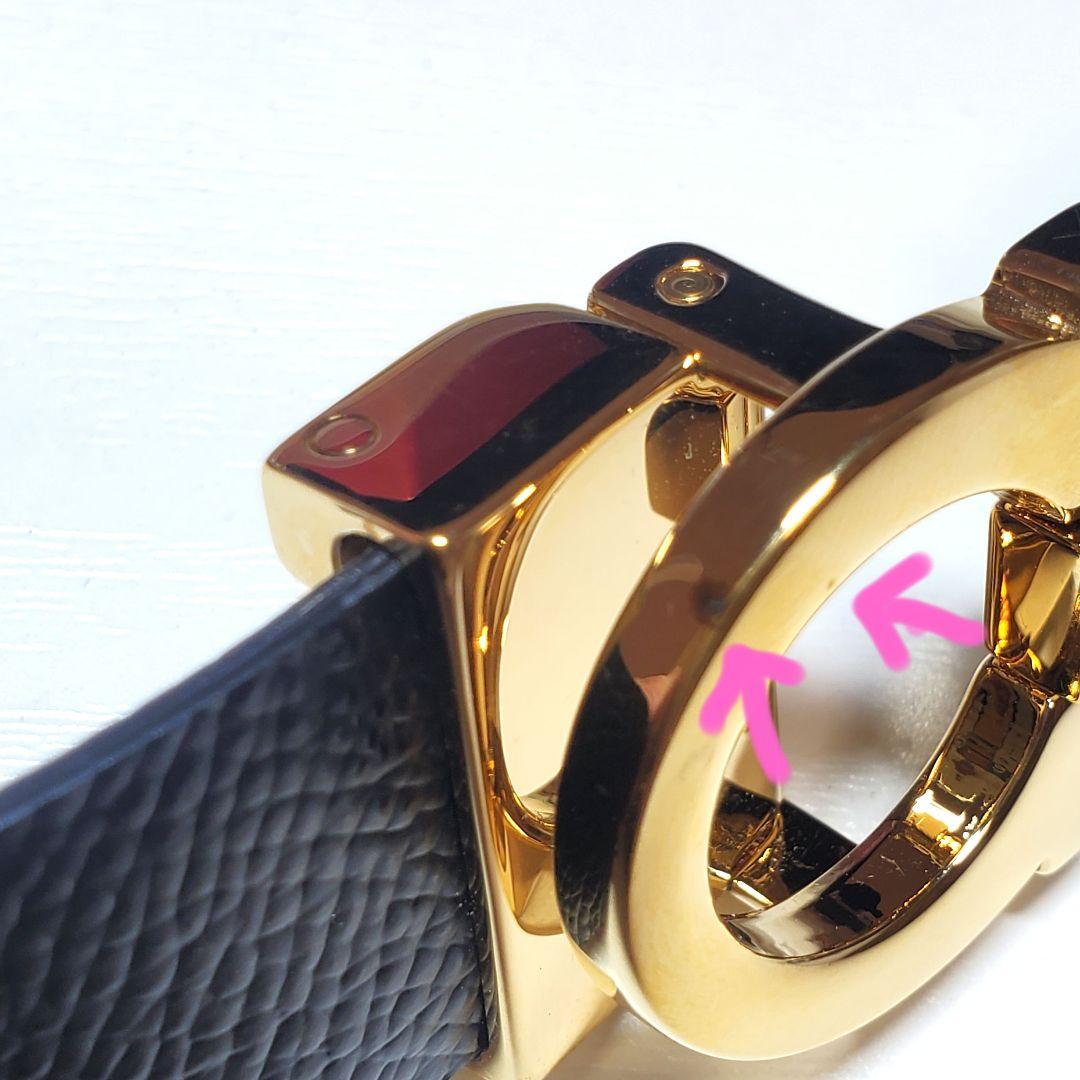 【美品】フェラガモ リバーシブル ベルトレザー 黒/ベージュk-030