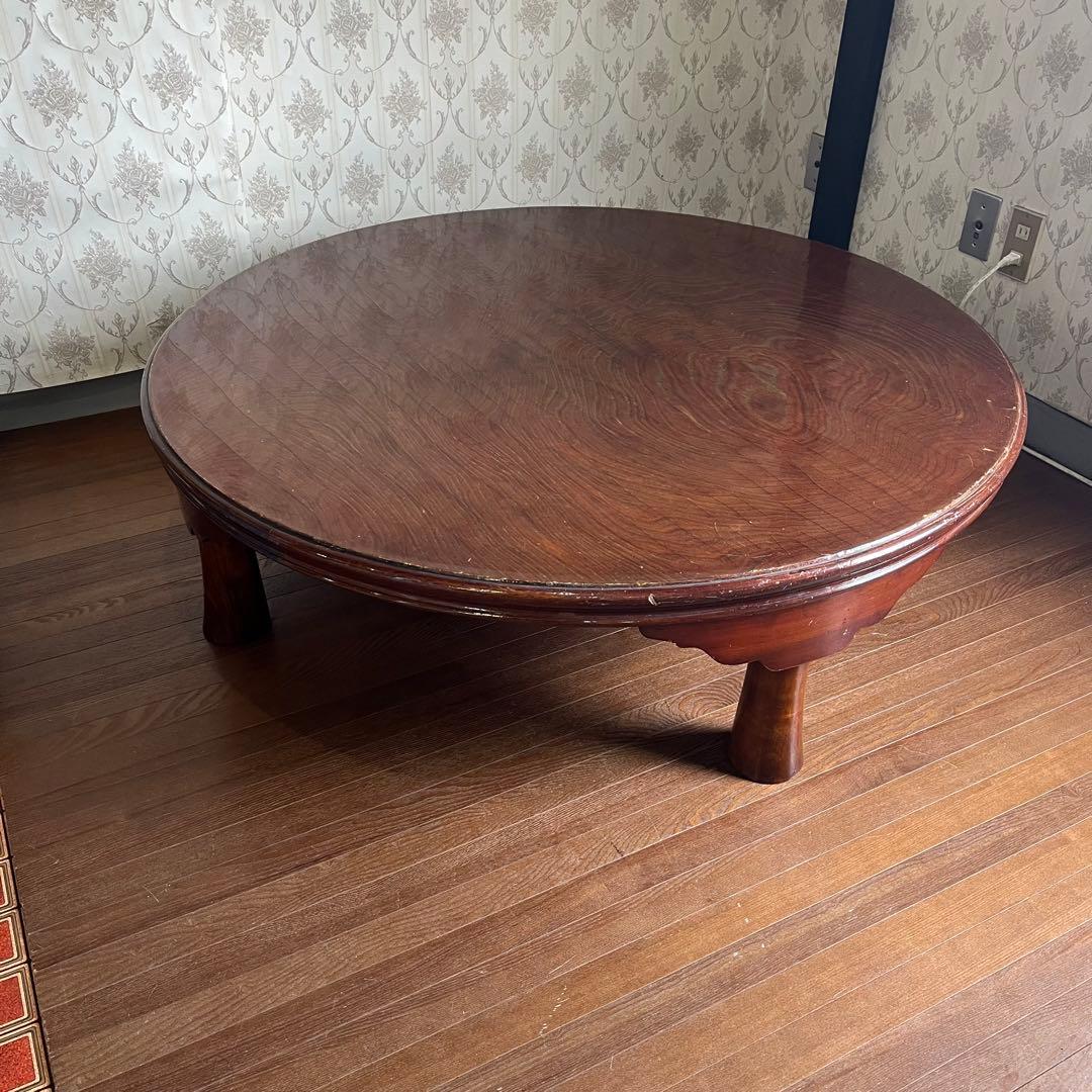 【アンティーク】木製 折り畳み座卓 センターテーブル ちゃぶ台 円卓 古家具