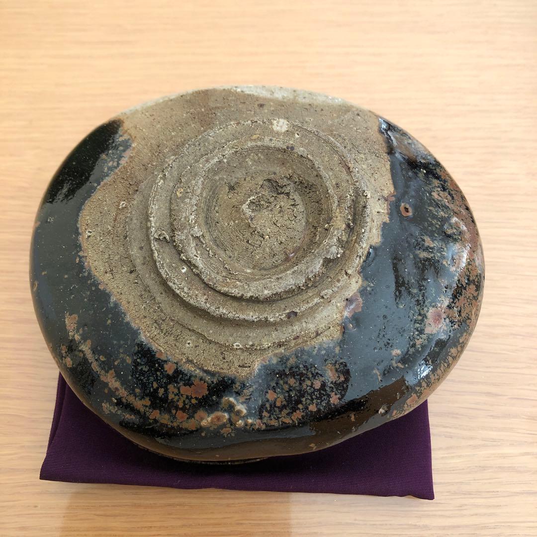 茶道具骨董品　江戸時代　黒織部沓形茶碗