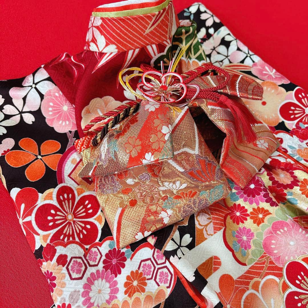 即納✨犬の着物 犬用本格大振袖 M お引き摺り 古典柄 正絹 松竹梅 犬服