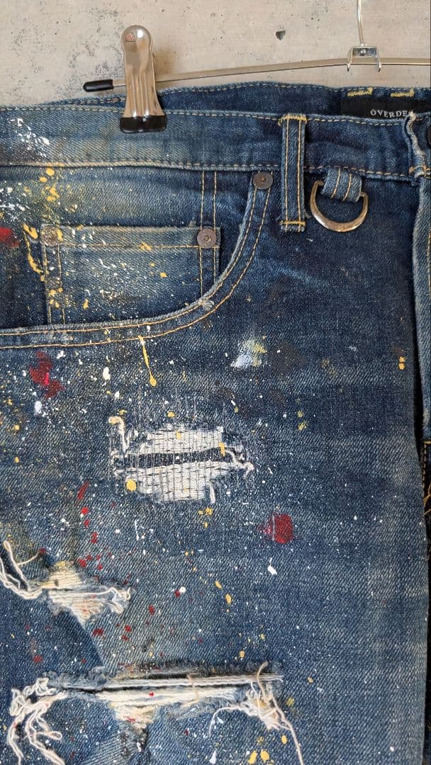 32インチ OVERDESIGN ダメージ スキニー デニム オーバーデザイン