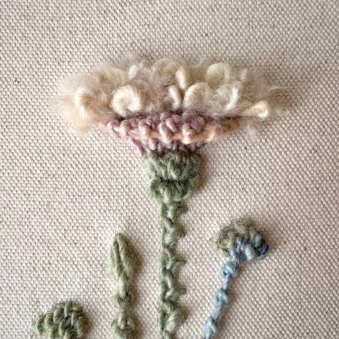 【一点もの】『手紡ぎ糸のお花. f'』手刺繍ファブリックパネル