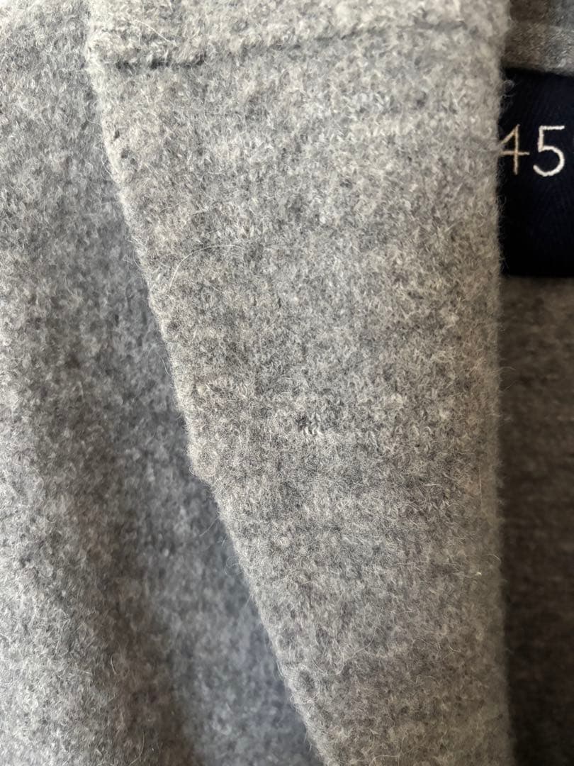 45R ウール ダブル ブレスト コート グレー