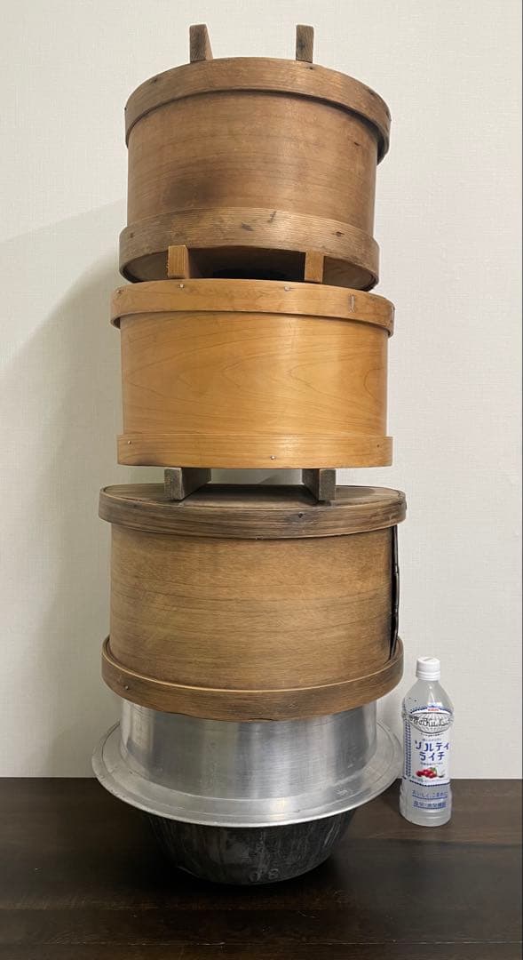 【12月限定】餅つき 蒸し器 和せいろ3段羽釜セット 木製昭和レトロお正月古民家
