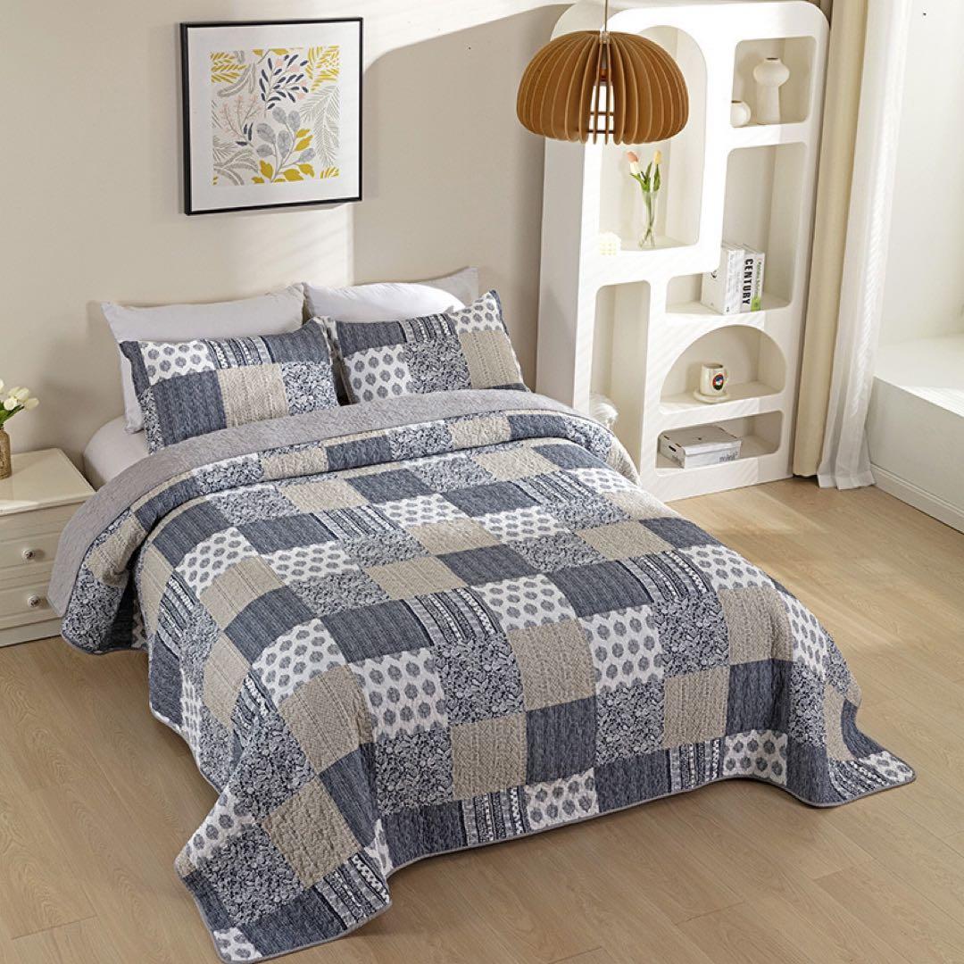 キルトベッドカバー3点セット綿マルチカバー キルティング NWSL