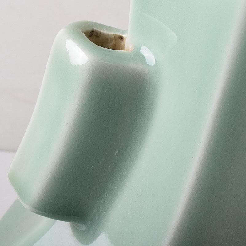 中国　大清康煕年製款　粉青釉　双貫耳瓶　V　R8510H