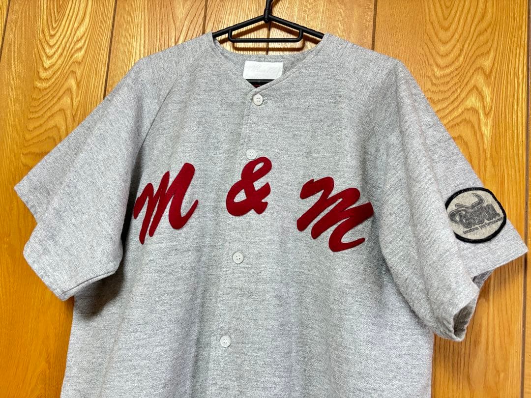 m&mエムアンドエム★鬼レア★1990年代 初期★ベースボールシャツ灰×赤L
