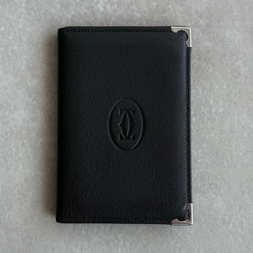 Cartier マストドゥ カーフスキン 名刺入れ カードケース 黒 ボルドー