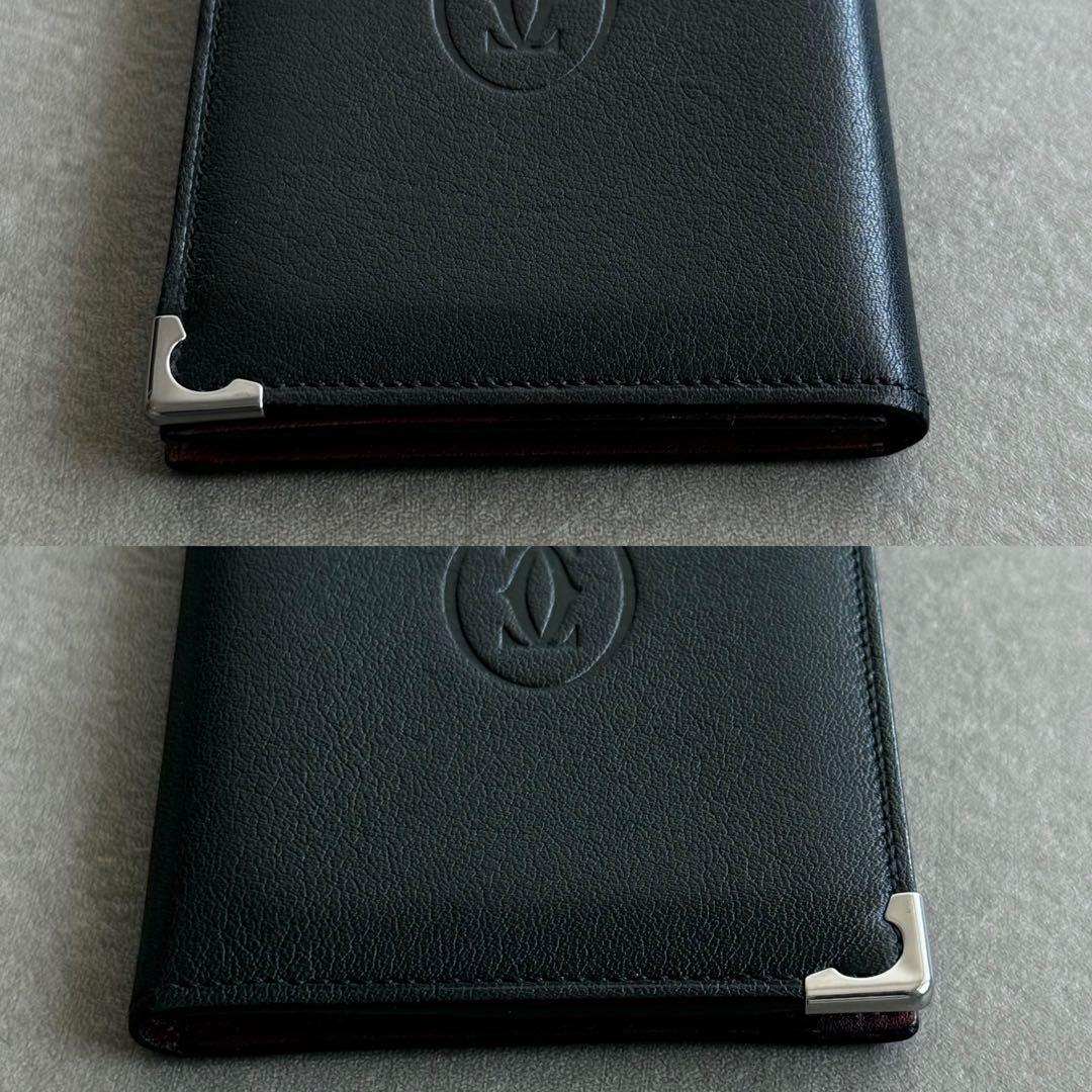 Cartier マストドゥ カーフスキン 名刺入れ カードケース 黒 ボルドー