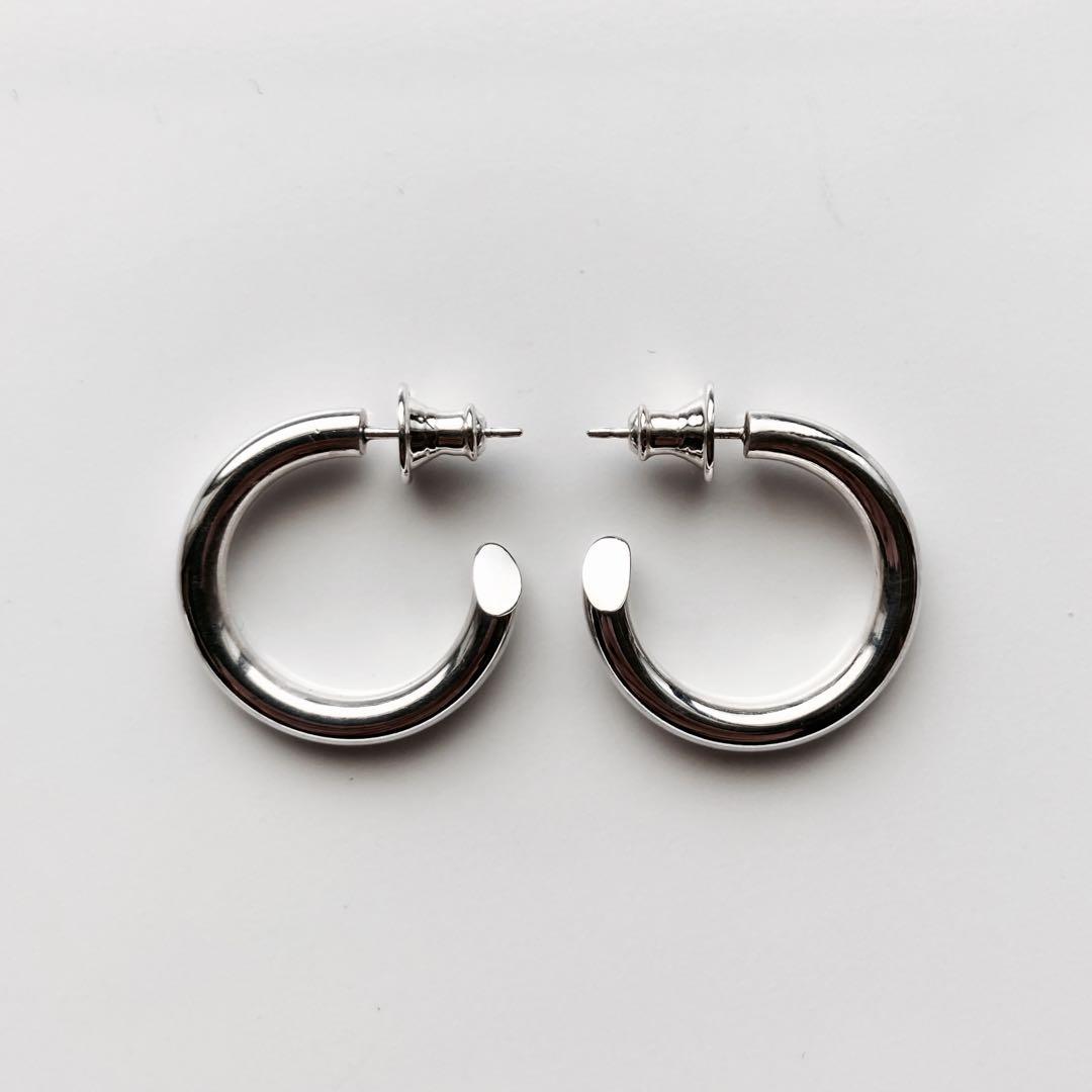 新品 【 3mm×21mm 】両耳用 シルバー925 フープピアス