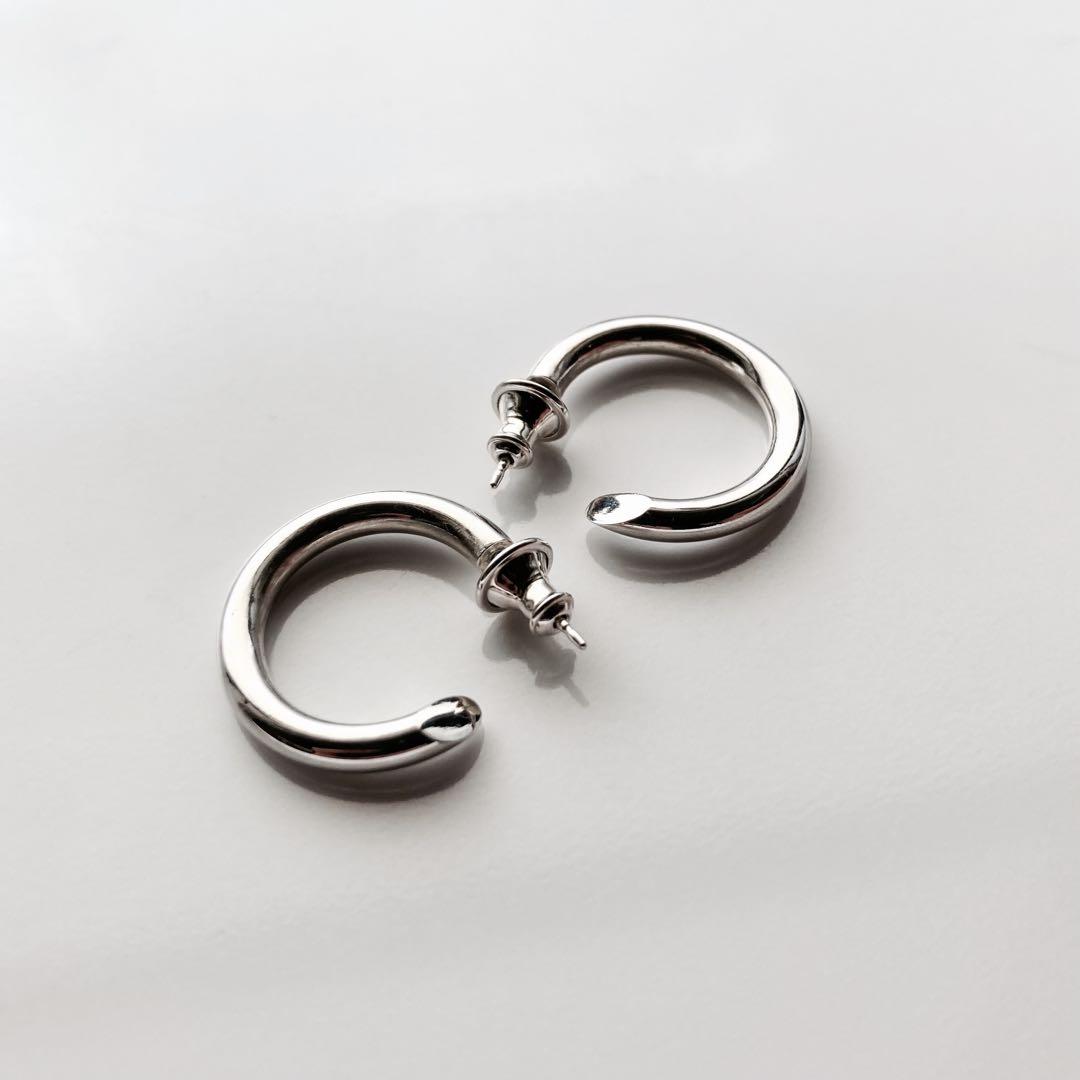 新品 【 3mm×21mm 】両耳用 シルバー925 フープピアス