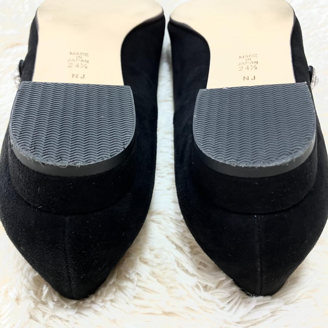 極美品✨ DIANA ダイアナ フラットパンプス ストラップ ビジュー 黒