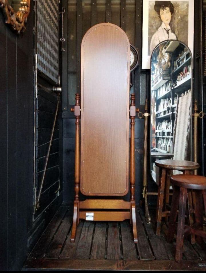 カリモク　コロニアル　クラシック　ラウンド　スタンド　ミラー　姿見