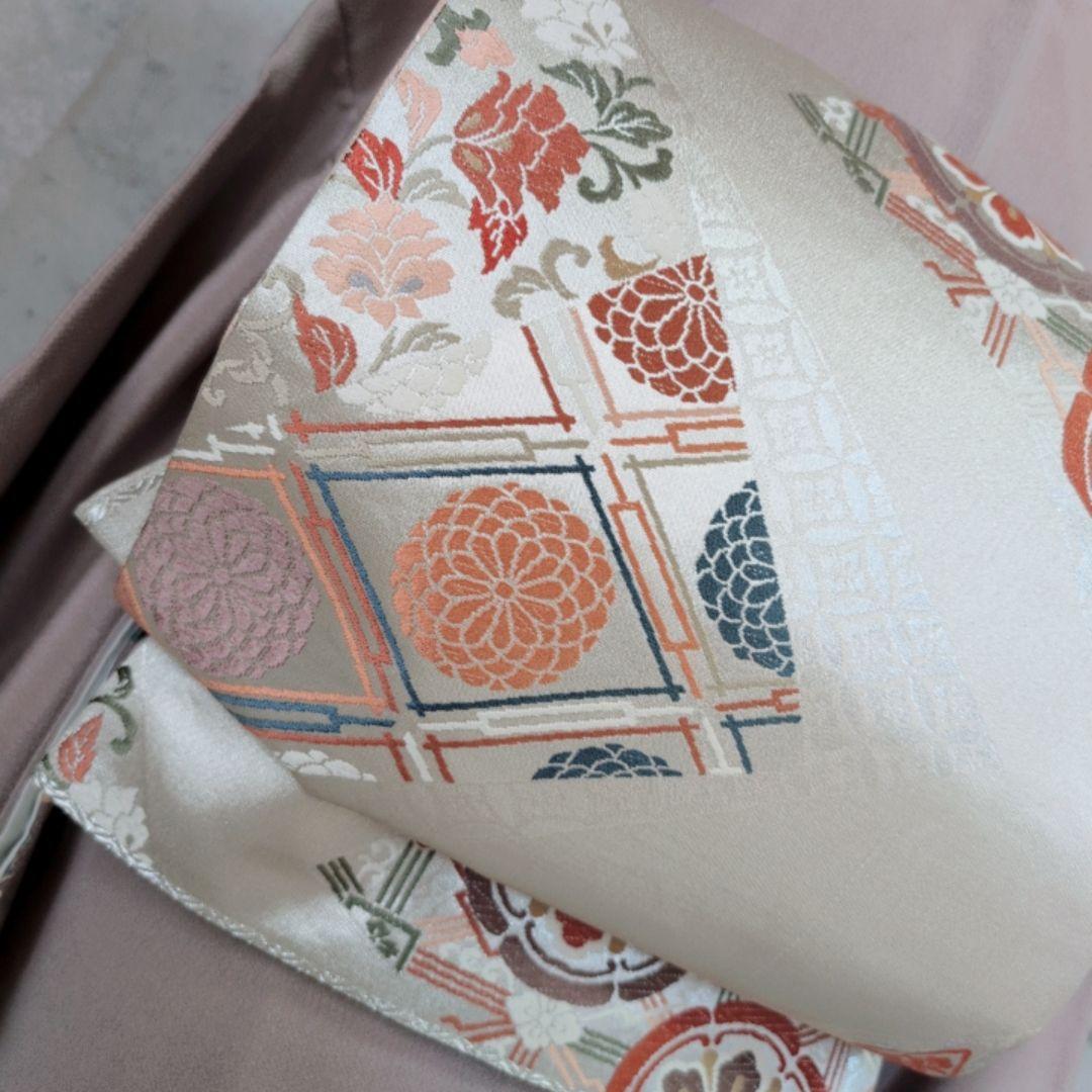 訪問着　フルセット　着物　正絹　花　鳥　カラフル　トールサイズ　おしゃれ　F4