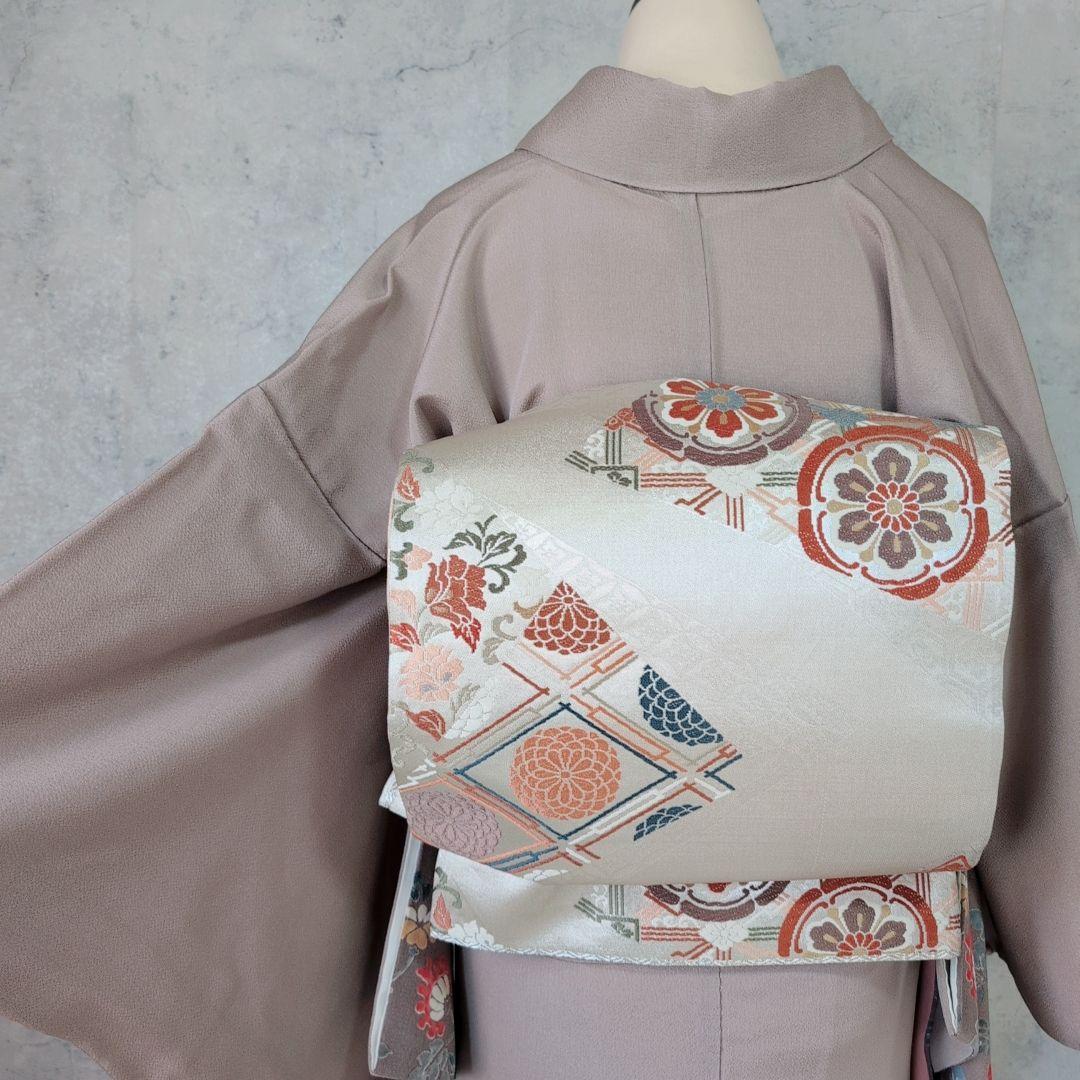 訪問着　フルセット　着物　正絹　花　鳥　カラフル　トールサイズ　おしゃれ　F4