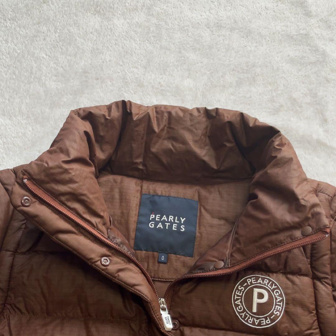 未使用級　近年　パーリーゲイツ 　ダウン　ジャケット　ベスト　フード　ブラウン