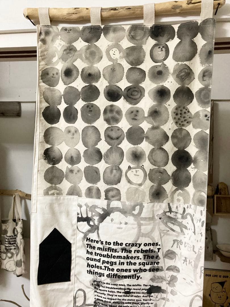 ハンドメイド　アート掛軸リバーシブル　オリジナルイラスト